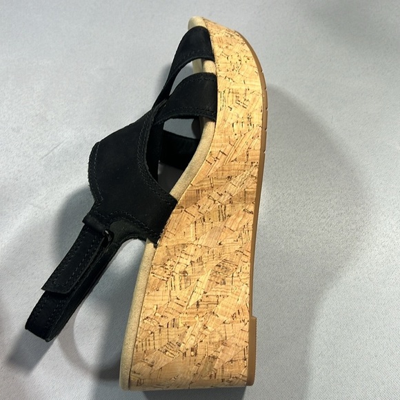 Clarks black wedge sandals sling back - Picture 7 of 8
